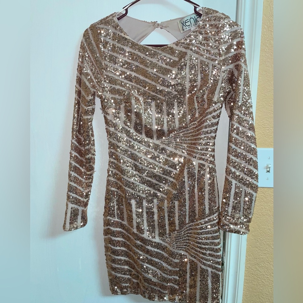 Sparkly Sequin Backless Mini Dress